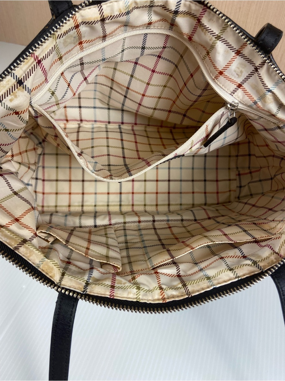 Coach 13705 Signature Gallery Tote Khaki Black Tattersall Plaid Shoulder Bag - Picture 10 of 15